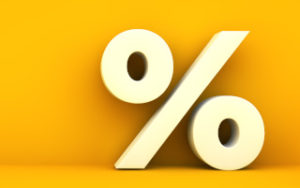 Percentage symbol on yellow background